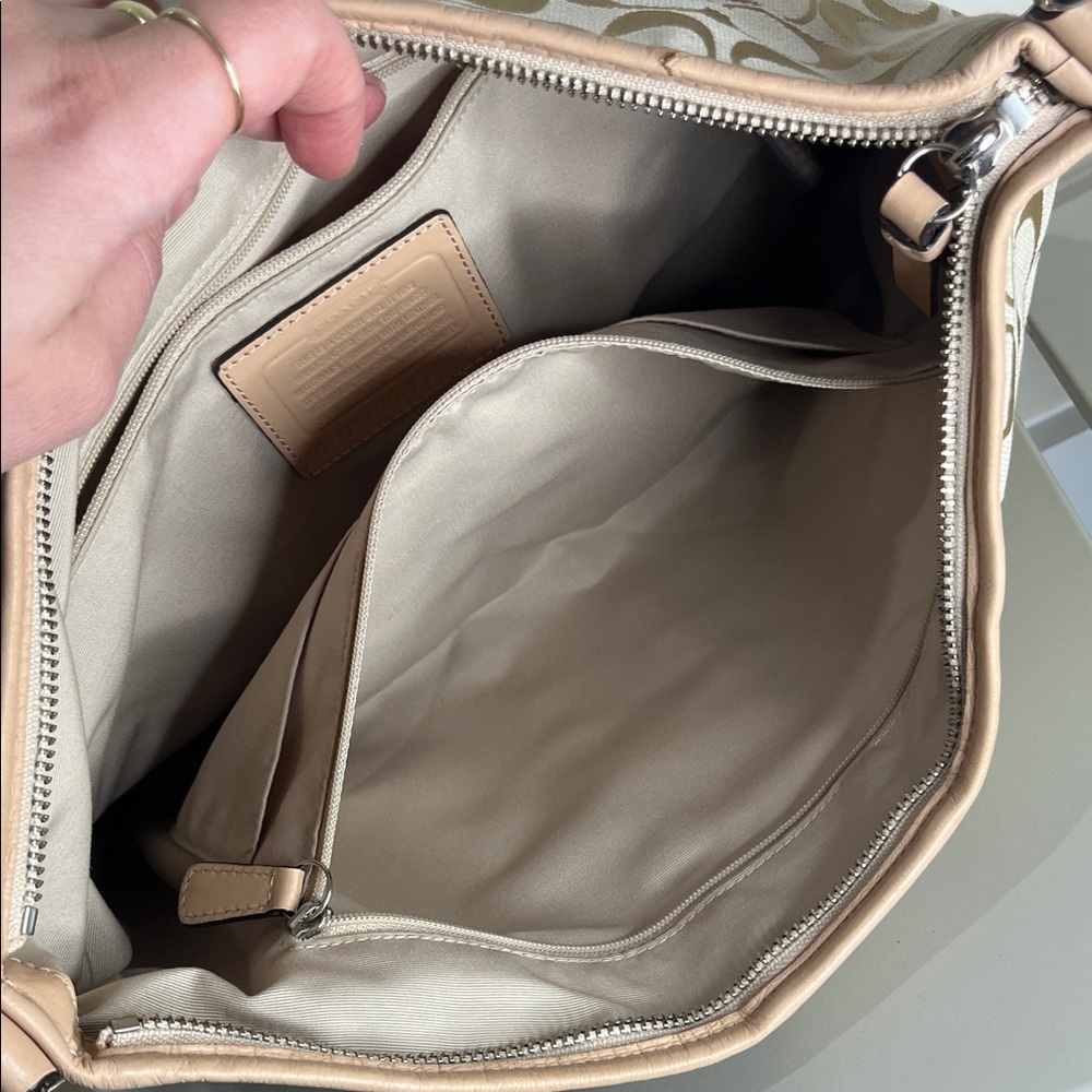 Coach Signature Beige and Pink Shoulder Bag - Picture 12 of 15